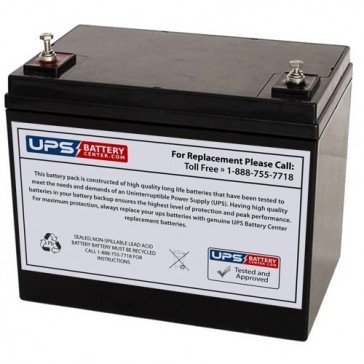 Power Kingdom 12V 75Ah PK70-12 Replacement Battery with M6 Terminals