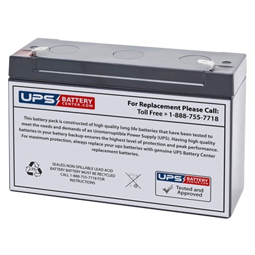 6V 12Ah Battery, Sealed Lead Acid battery (AGM), B.B. Battery BP12-6, VdS,  151x50x94 mm (LxWxH), Terminal T2 Faston 250 (6,3 mm)